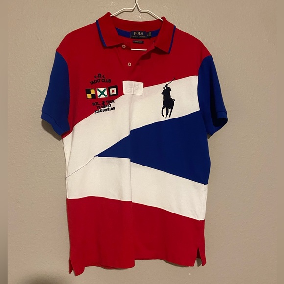 Polo Ralph Lauren Other - Polo Ralph Lauren Yacht Club Big Pony Polo Shirt Men's M Slim Fit Red White Blue